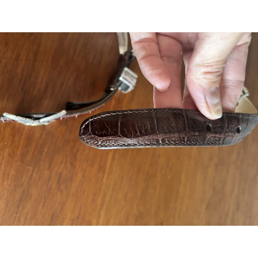 Vintage 90s BRIGHTON Two-Toned CONCHO Leather Belt SIZE SMALL Croc Embossed